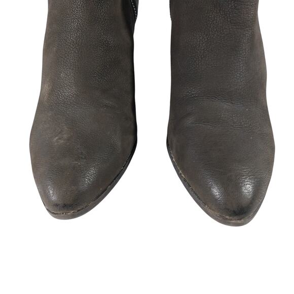 FRYE! TAUPE GRAY BROWN GENUINE NUBUCK LEATHER CHUNKY HEEL ANKLE BOOTS! SZ 10M - Picture 5 of 11